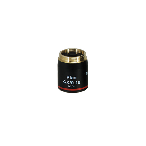 Objective Working Distance 30mm 4X Infinity Plan Achromatic Objective, SKU Nexcope-NE620-Objective-4-A, three quarter front view