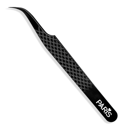 PLA P6 Ultimate Volume Tweezers (front view of Matte Black tweezer)