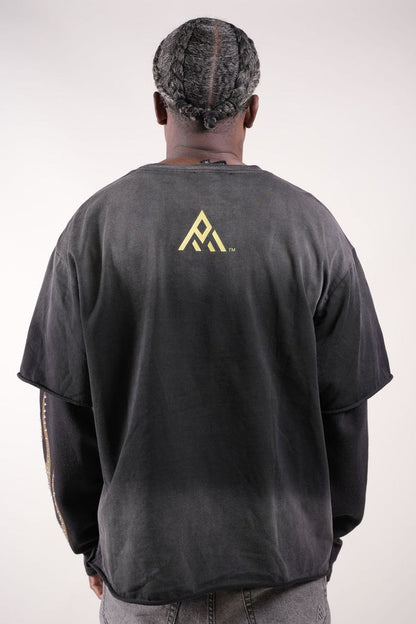 Paper Money "247" Rhinestones Black Layered Long Sleeve