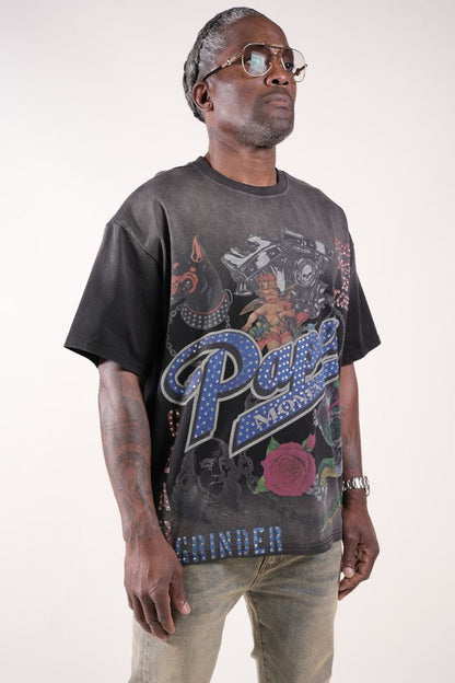 Paper Money "For The Dogs" Rhinestones Black Tee