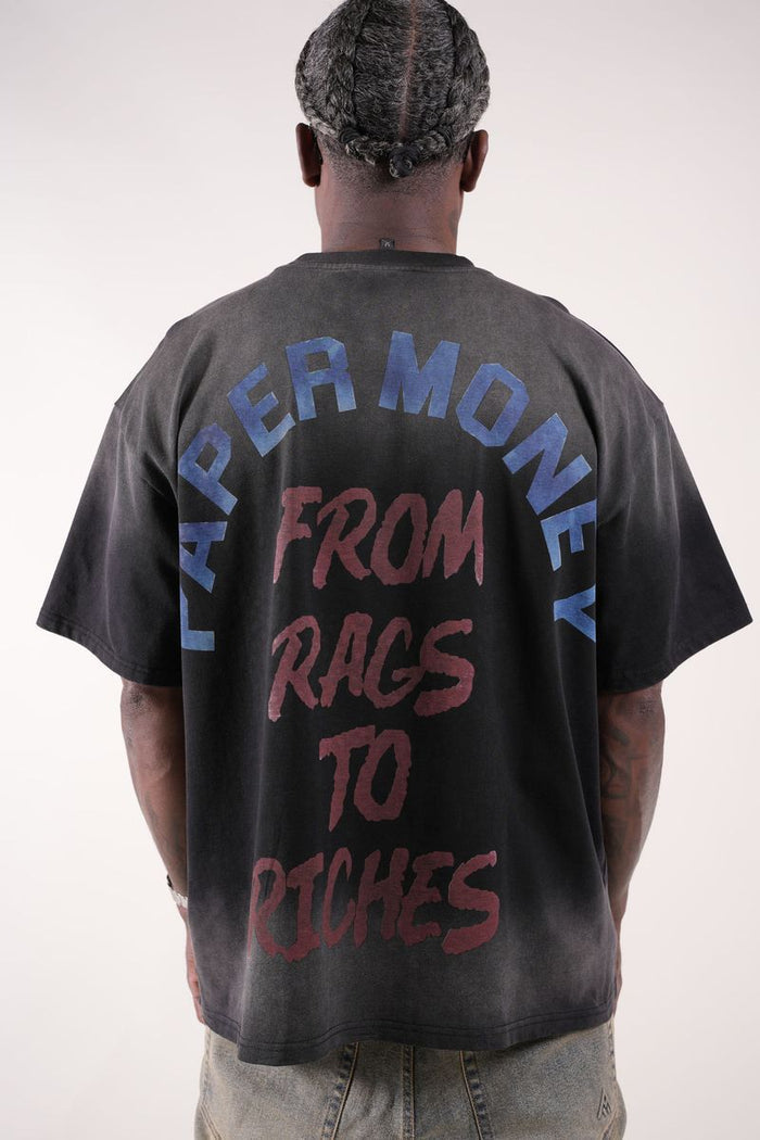 Paper Money "For The Dogs" Rhinestones Black Tee