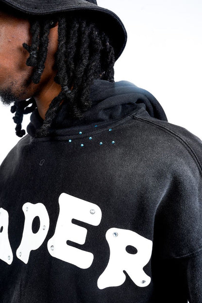 Paper Money "Paper" Rhinestone Black Pullover Hoodie