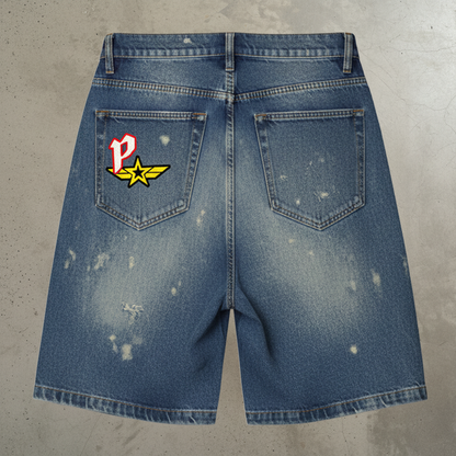 Paradise Lost "Paradise Patchwork" Blue Denim Shorts