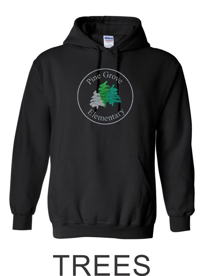 PGE Black Hooded Sweatshirt- 4 Designs- Matte and Glitter