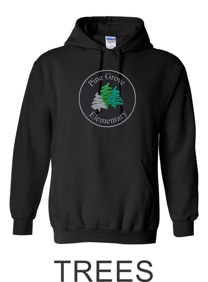PGE Black Hooded Sweatshirt- 4 Designs- Matte and Glitter