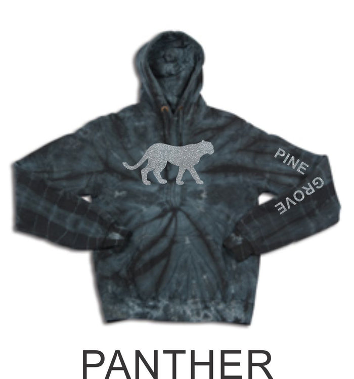 PGE Black Tie Dye Hoodie- 3 Designs- Matte or Glitter