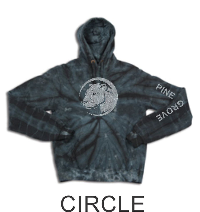 PGE Black Tie Dye Hoodie- 3 Designs- Matte or Glitter