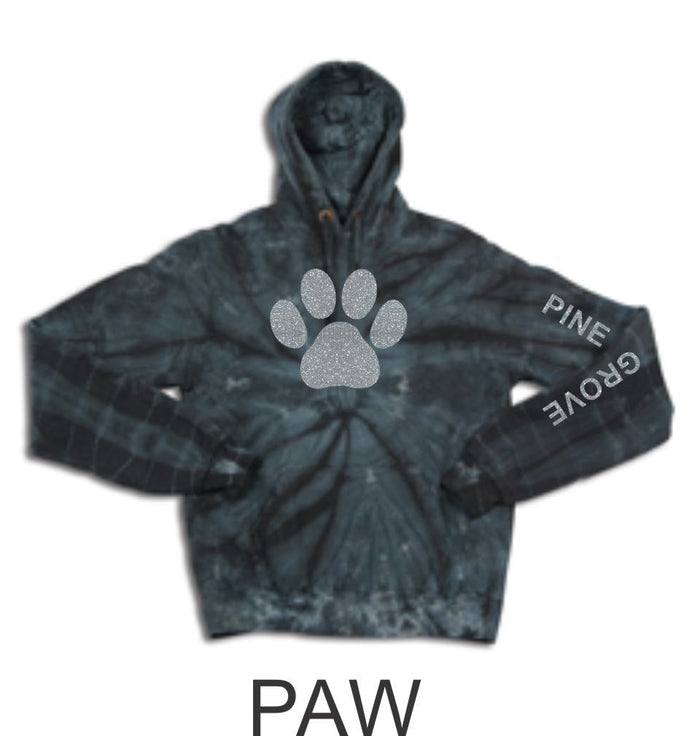 PGE Black Tie Dye Hoodie- 3 Designs- Matte or Glitter