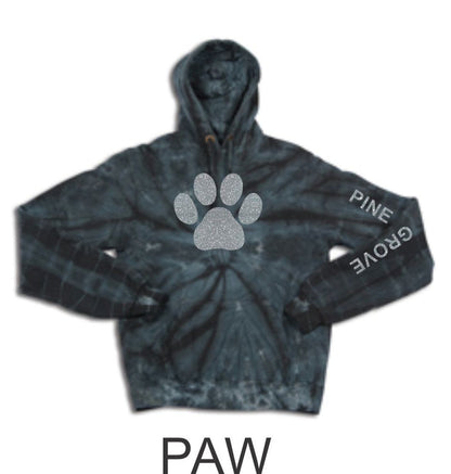 PGE Black Tie Dye Hoodie- 3 Designs- Matte or Glitter