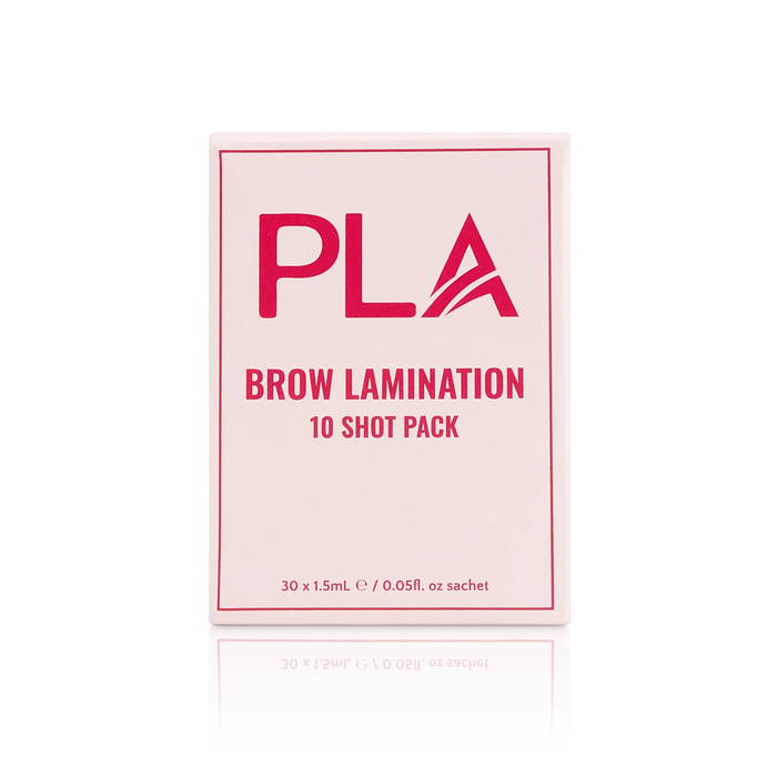 PLA's Brow Lamination Line: Brow Lamination 10 Shot Pack, (front view of the box)