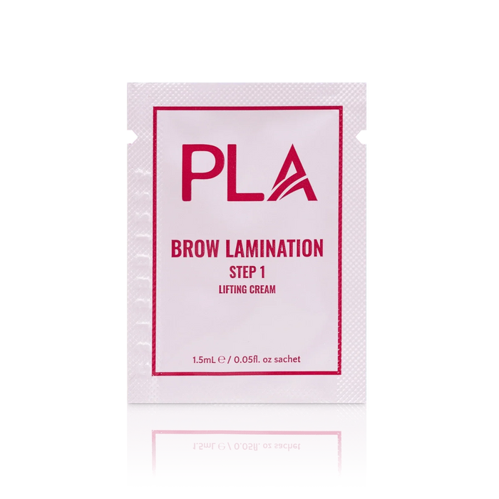 PLA's Brow Lamination Line: Brow Lamination Step 1 Sachet, (front view of the sachet)