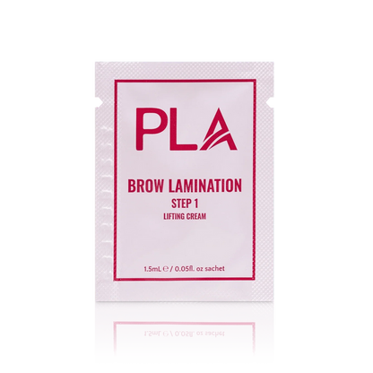 PLA's Brow Lamination Line: Brow Lamination Step 1 Sachet, (front view of the sachet)
