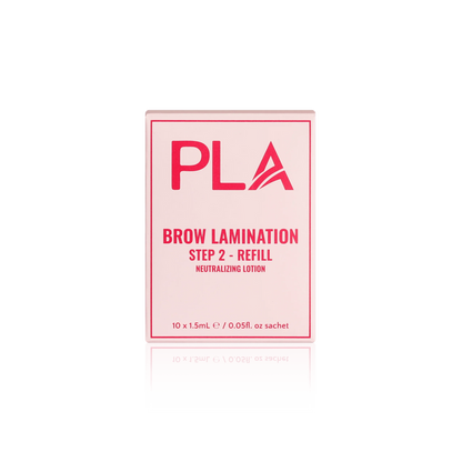 PLA's Brow Lamination Line: Brow Lamination Step 2 Refill Pack, (front view of the box)