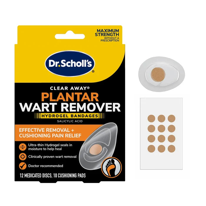 Hydrogel plantar wart remover bandage pack with Dr. Scholl's medicated discs