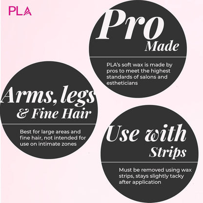 Informational text for PLA Pro Made wax  on a pink background