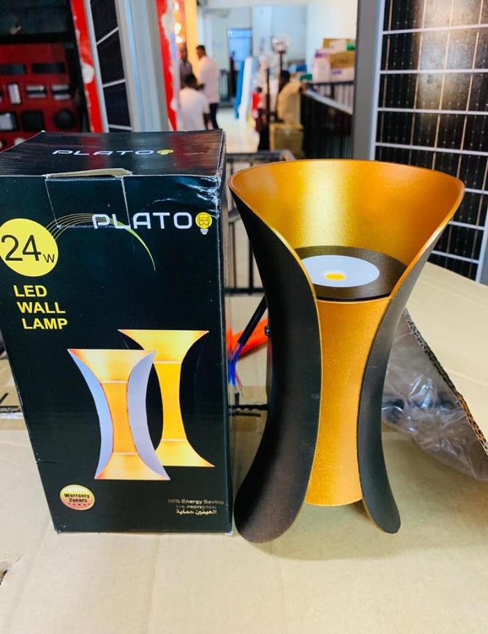 Plato 24W LED Wall Lamp - Gold & Black Hourglass Design