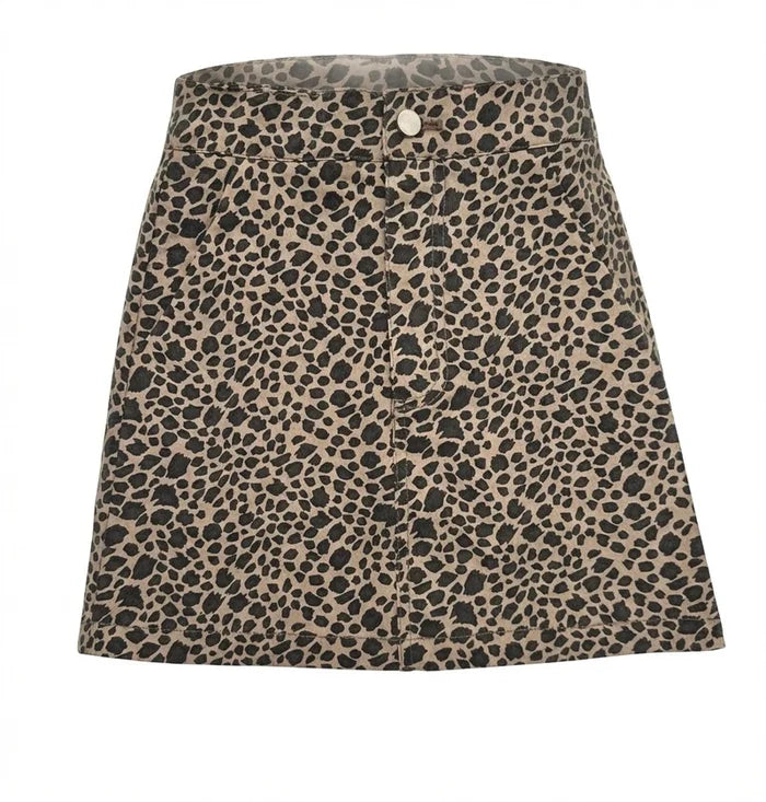 Pleat Kate Skirt Tan Leopard