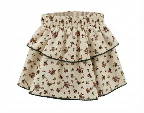 Pleat Parker Skort-Cream Vintage Floral