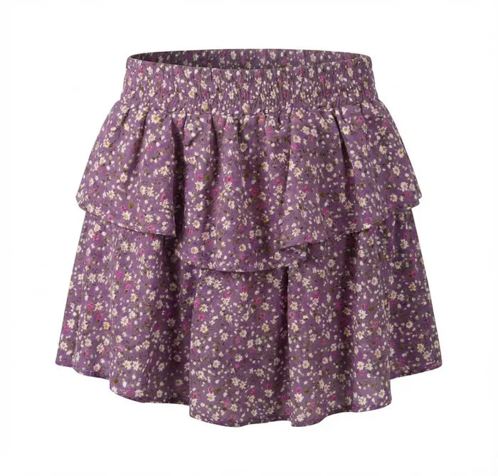 Pleat Parker Skort-Violet Fleur