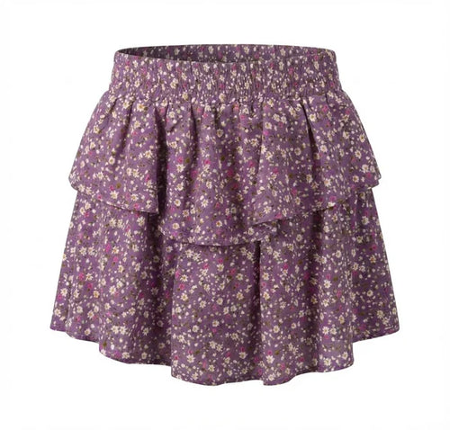 Pleat Parker Skort-Violet Fleur