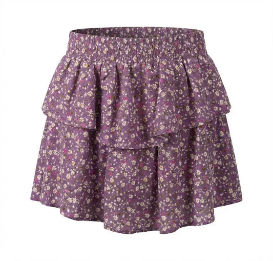 Pleat Parker Skort-Violet Fleur