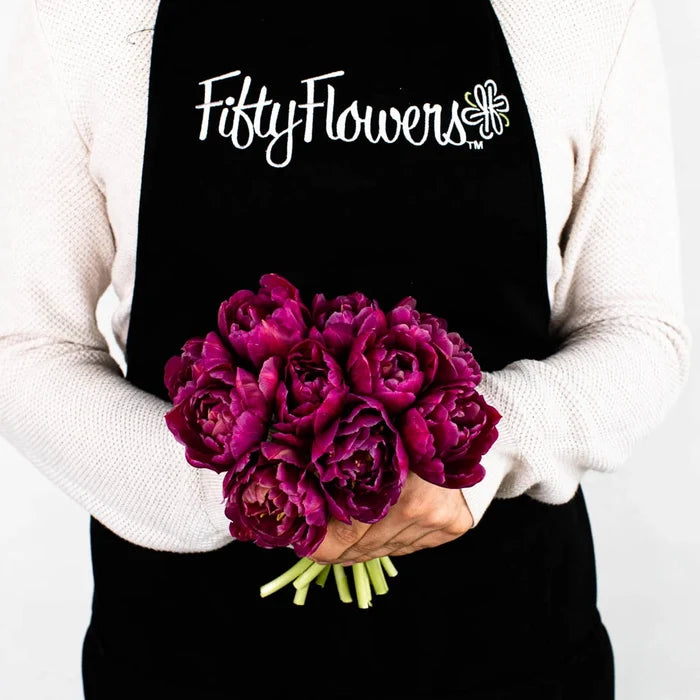 Magenta Double Tulip Flower Bunch in Hand