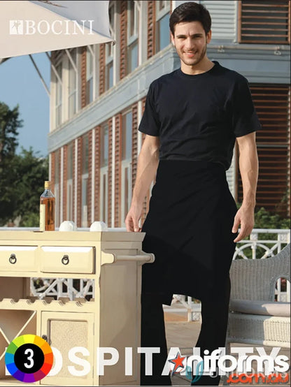 Bocini WA0604 Polyester Drill Half Apron With Pocket in Black front product image