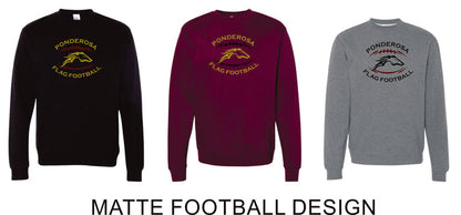 Pondo Flag Football Crewneck Sweatshirt-Matte and Glitter Designs