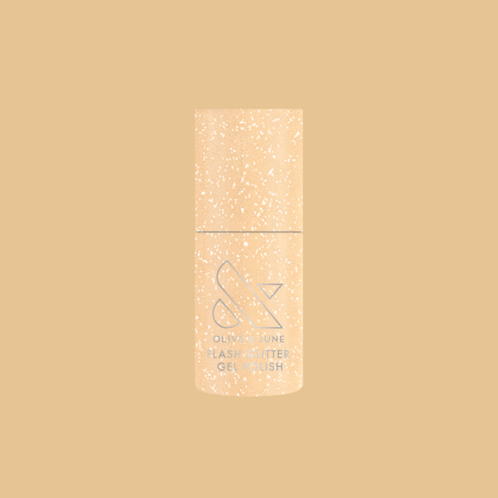 Pop Fizz Mani Gel bottle showing sparkling yellow gold flash glitter gel polish for festive at-home manicures