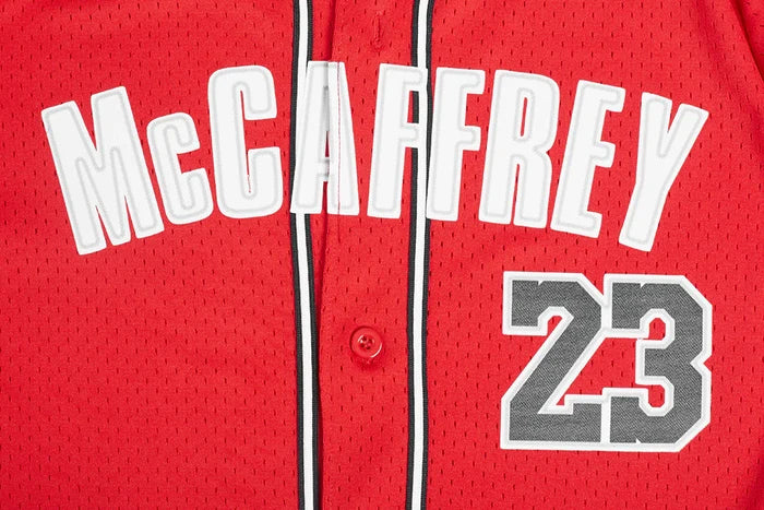 Pro Standard San Francisco 49ers Christian McCaffrey #23 Button Up Jersey - Red/Black (FS41410226-RBK)