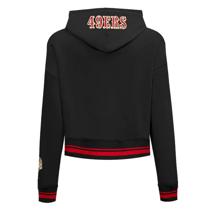 Black and red Pro Standard San Francisco 49ers cropped hoodie featuring team graphics for women