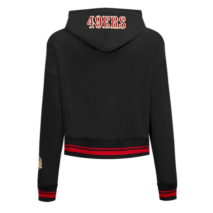 Black and red Pro Standard San Francisco 49ers cropped hoodie featuring team graphics for women