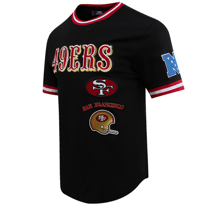 Front view of Pro Standard San Francisco 49ers vintage-style t-shirt showcasing bold team colors