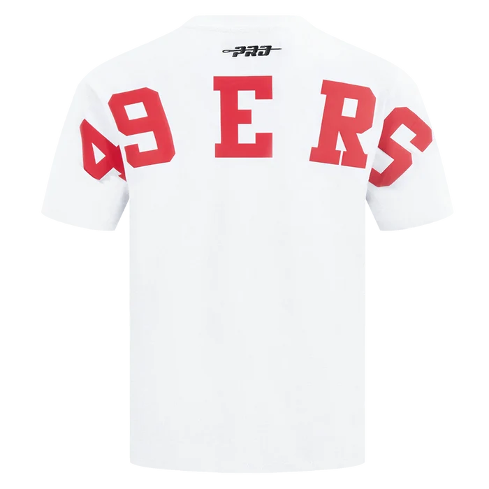 Pro Standard San Francisco 49ers Wingspan Drop Shoulder Tee in white cotton jersey