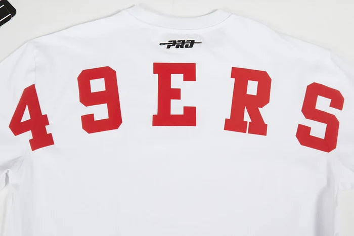San Francisco 49ers Wingspan Drop Shoulder Tee by Pro Standard featuring cotton jersey material in white