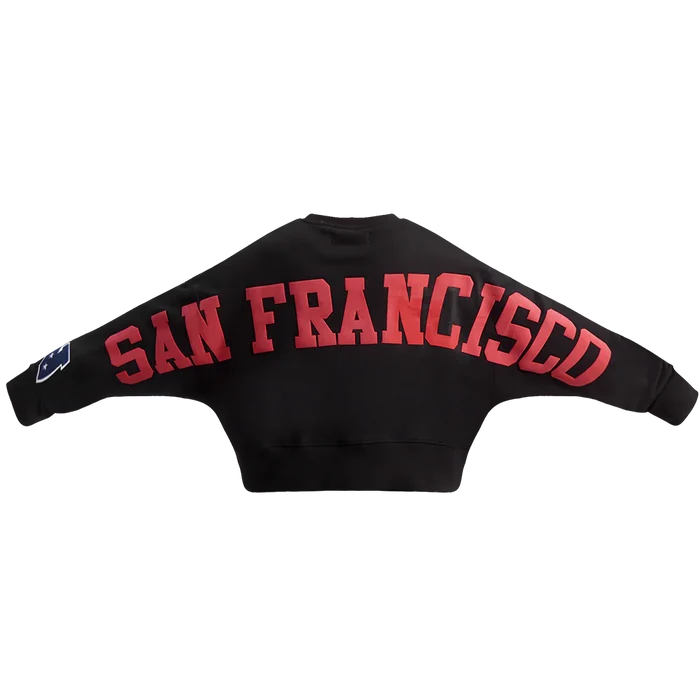 Pro Standard San Francisco 49ers Wingspan Women's Black Crewneck sweatshirt featuring team logo design