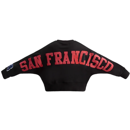 Pro Standard San Francisco 49ers Wingspan Women's Black Crewneck sweatshirt featuring team logo design