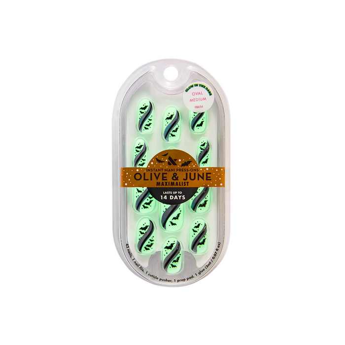Puffy Bat Swirls - Press-On | Medium | Oval