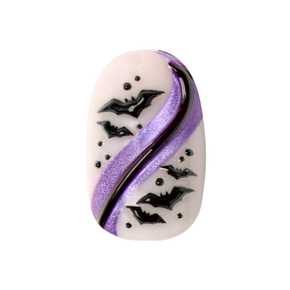 Puffy Bat Swirls - Press-On | Medium | Oval