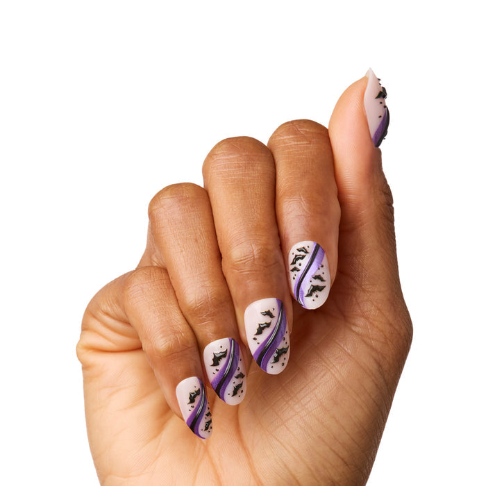 Puffy Bat Swirls - Press-On | Medium | Oval