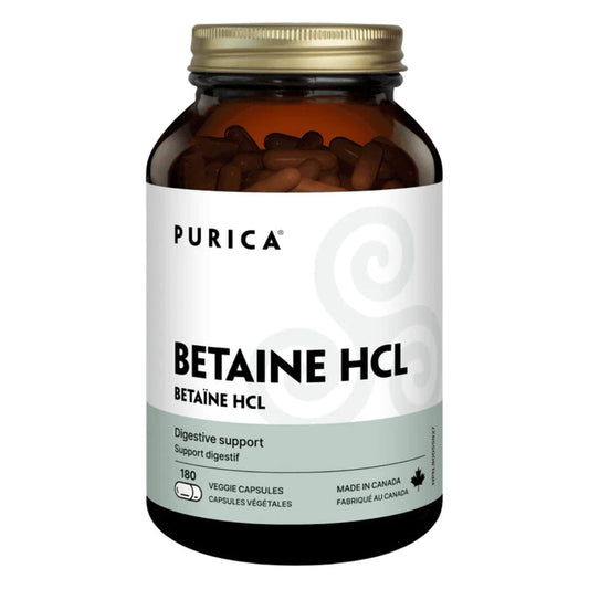 Bottle of Purica Betaine HCL 180 Veggie Capsules