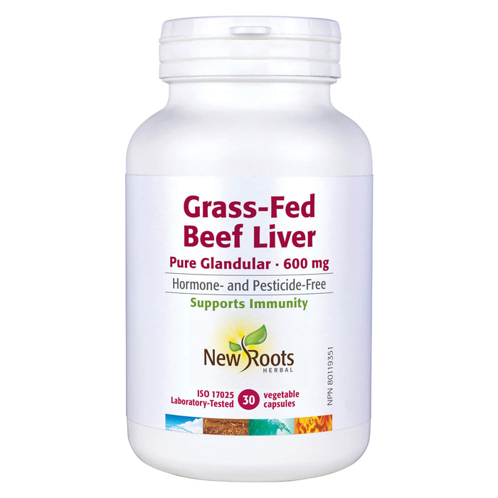 Bottle of New Roots Grass-Fed Beef Liver 60 Vegetable Capsules
