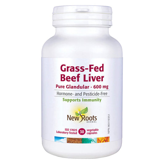 Bottle of New Roots Grass-Fed Beef Liver 60 Vegetable Capsules