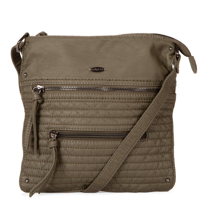 Small Faux Leather Quilted Multi Zip Crossbody - Bentley