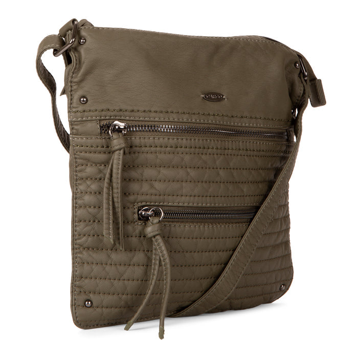 Small Faux Leather Quilted Multi Zip Crossbody - Bentley