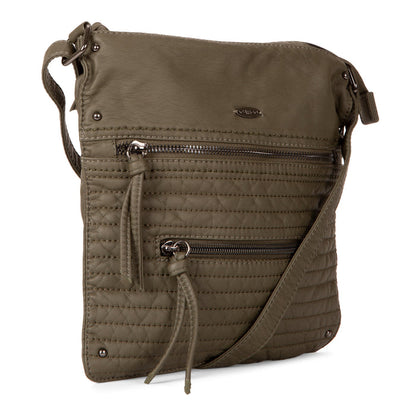 Small Faux Leather Quilted Multi Zip Crossbody - Bentley