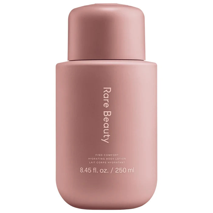 Rare Beauty Find Comfort Niacinamide Hydrating Body Lotion in 850ml bottle, featuring smooth, nourishing skincare for the body