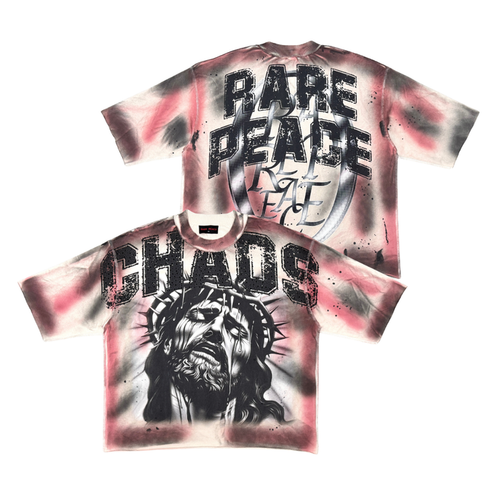 Rare Peace "Chaos Washed" Rhinestone Light Khaki Tee