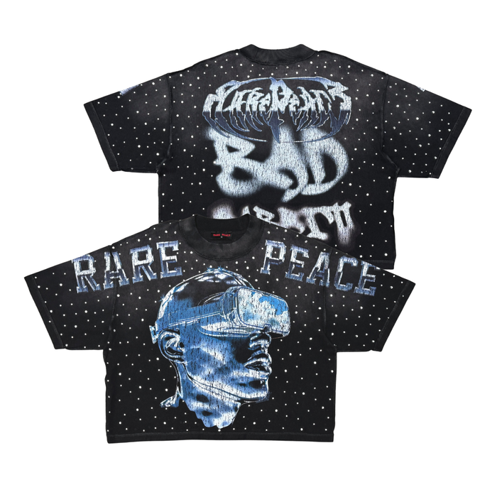 Rare Peace "Futuristic" Rhinestone Black Tee