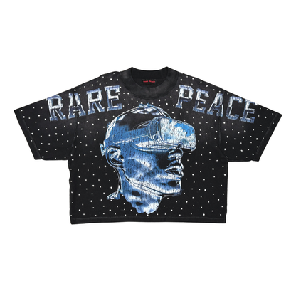 Rare Peace "Futuristic" Rhinestone Black Tee
